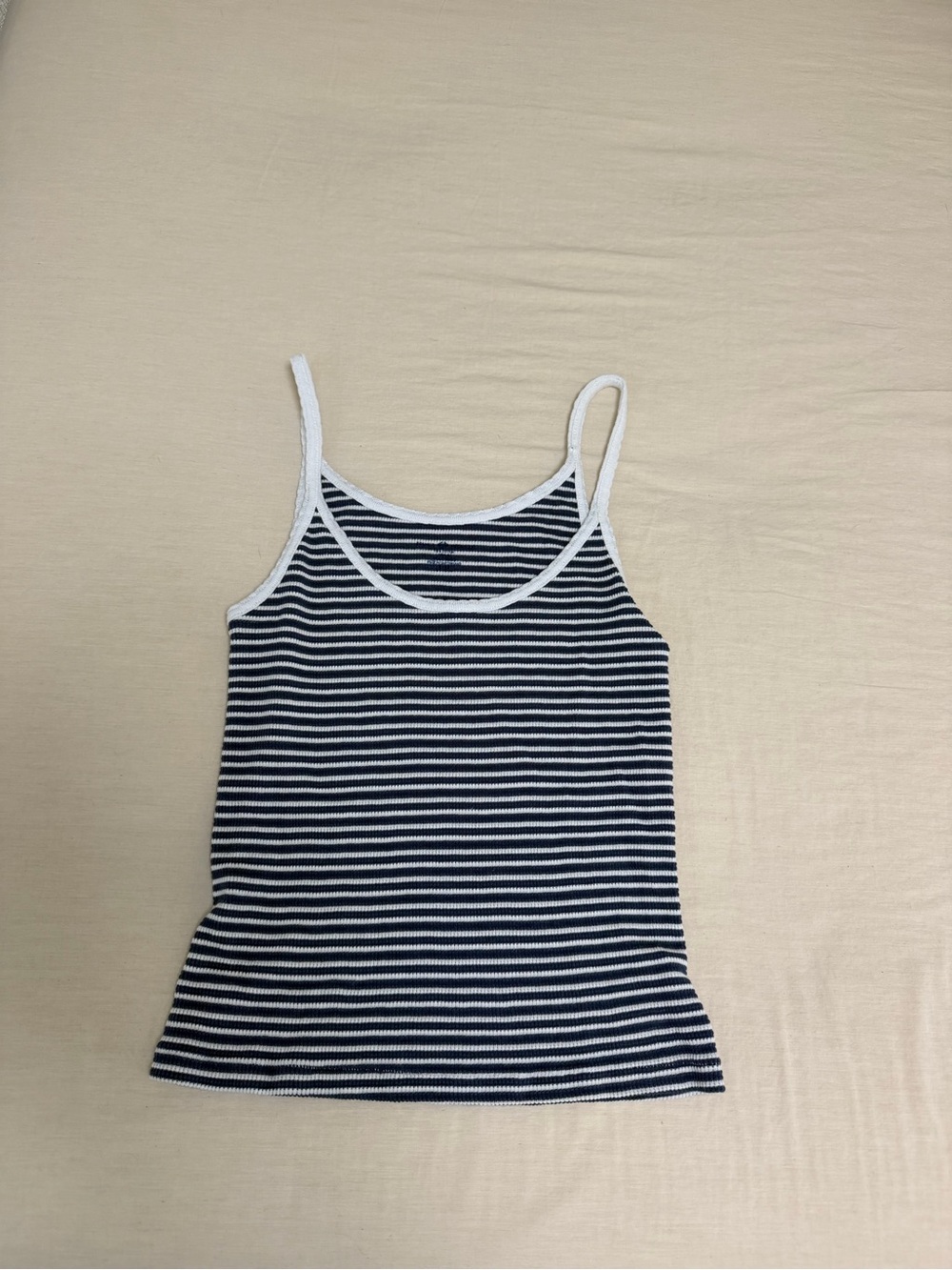 Brandy Melville Navy and White Striped Ribbed Cami